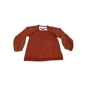 POL Clothing Boho Chic Oversized Burnt Orange Balloon Sleeve Sweatshirt Grange S